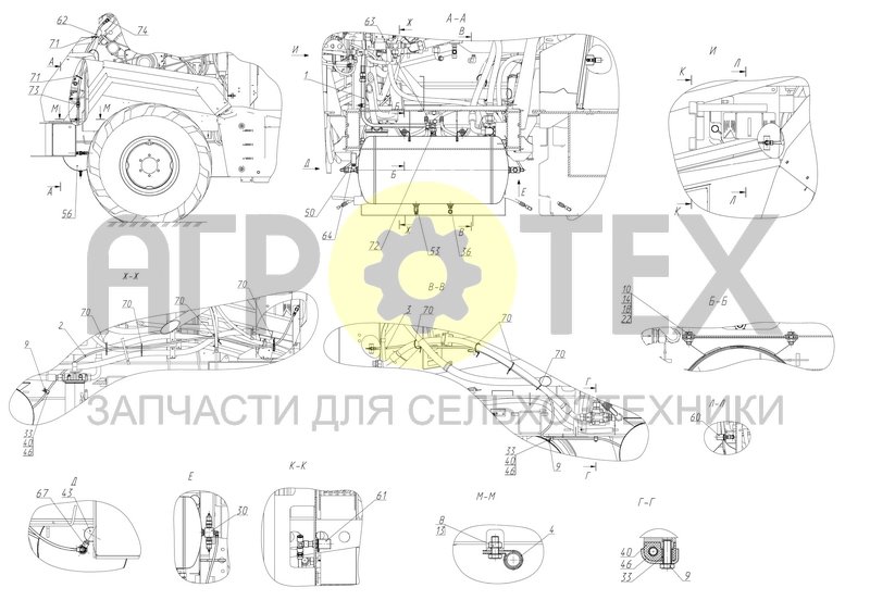 Чертеж Установка пневмосистемы (1300.31.00.000)